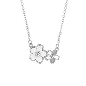Sterling Silver Floral Cubic Zirconia Necklace